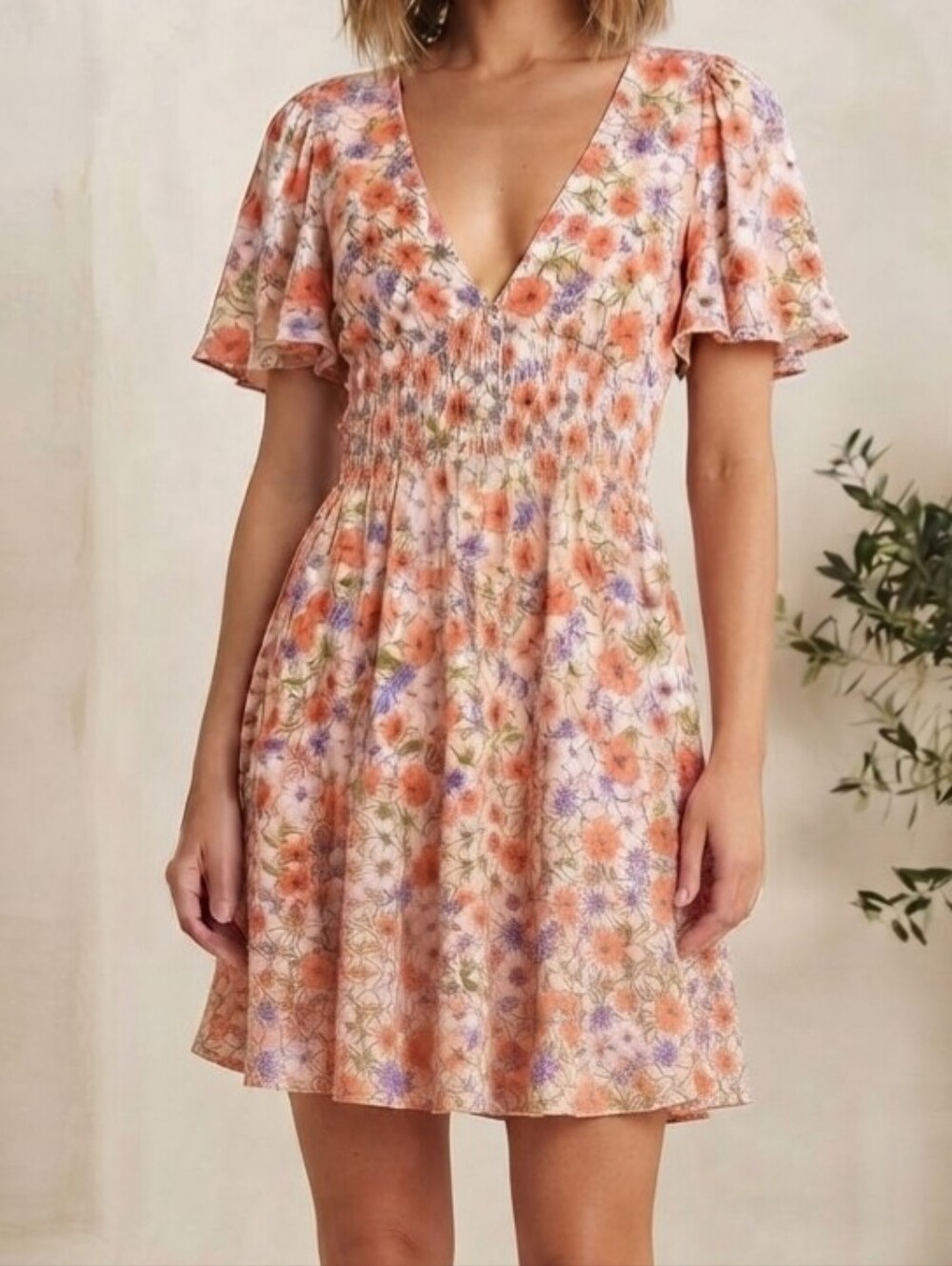 Timing Floral Cutout Open Back Dress Size Medium
